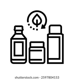 zero waste cosmetic packaging line icon vector. zero waste cosmetic packaging sign. isolated contour symbol black illustration