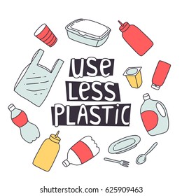 zero waste design. use less plastic concept illustration