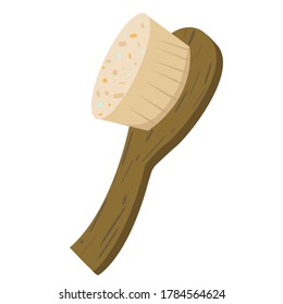 Cero broche de limpieza de platillos. Productos ecológicos, lavados. Icono vectorial en estilo de caricatura aislado en fondo blanco.Pincel de madera para pelo o ropa, concepto ecológico.Eco orgánico