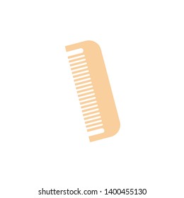 Zero waste eco bamboo wooden comb or hairbrush in a flat style. Natural hair care, isolated vector illustration on white background.