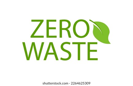 Zero waste, eco green icon with leaf, reuse concept, nature ecology planet. Save earth. Recycle label. Graphic vector illustration