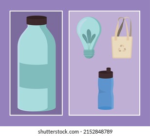 conjunto de iconos ecológicos de basura cero