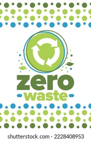 Basura cero. Afiche de ecología. Rechazar y reducir. Para reutilizar y reciclar. Enero verde para el medio ambiente. Estilo de vida ecológico. Salvemos el planeta. No hay plástico, solo bolsa ecológica. Ilustración del vector