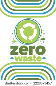 Zero Waste. Ecology poster. Refuse and Reduce. To Reuse and Recycle. Green January for environment. Eco friendly lifestyle. Save the planet. No plastic, only eco bag. Vector illustration
