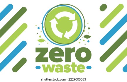 Zero Waste. Ecology poster. Refuse and Reduce. To Reuse and Recycle. Green January for environment. Eco friendly lifestyle. Save the planet. No plastic, only eco bag. Vector illustration