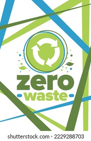 Zero Waste. Ecology poster. Refuse and Reduce. To Reuse and Recycle. Green January for environment. Eco friendly lifestyle. Save the planet. No plastic, only eco bag. Vector illustration