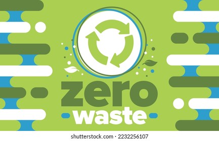 Zero Waste. Ecology poster. Refuse and Reduce. To Reuse and Recycle. Green January for environment. Eco friendly lifestyle. Save the planet. No plastic, only eco bag. Vector illustration