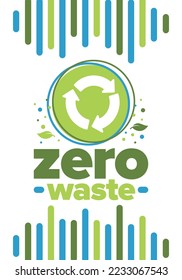 Zero Waste. Ecology poster. Refuse and Reduce. To Reuse and Recycle. Green January for environment. Eco friendly lifestyle. Save the planet. No plastic, only eco bag. Vector illustration