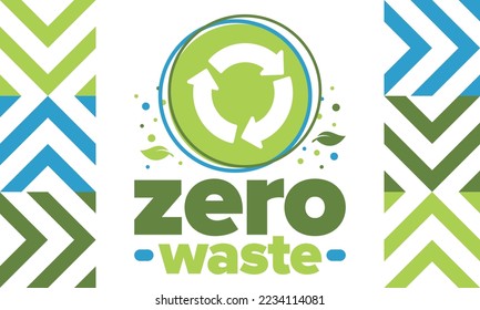 Zero Waste. Ecology poster. Refuse and Reduce. To Reuse and Recycle. Green January for environment. Eco friendly lifestyle. Save the planet. No plastic, only eco bag. Vector illustration