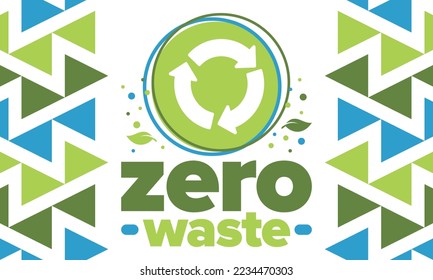 Zero Waste. Ecology poster. Refuse and Reduce. To Reuse and Recycle. Green January for environment. Eco friendly lifestyle. Save the planet. No plastic, only eco bag. Vector illustration