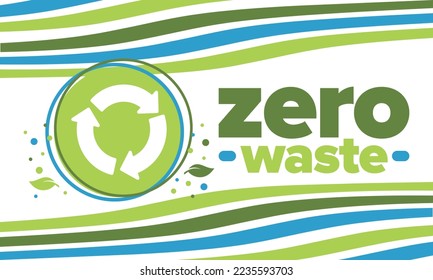 Zero Waste. Ecology poster. Refuse and Reduce. To Reuse and Recycle. Green January for environment. Eco friendly lifestyle. Save the planet. No plastic, only eco bag. Vector illustration