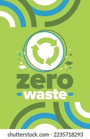 Zero Waste. Ecology poster. Refuse and Reduce. To Reuse and Recycle. Green January for environment. Eco friendly lifestyle. Save the planet. No plastic, only eco bag. Vector illustration