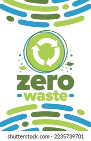 Zero Waste. Ecology poster. Refuse and Reduce. To Reuse and Recycle. Green January for environment. Eco friendly lifestyle. Save the planet. No plastic, only eco bag. Vector illustration