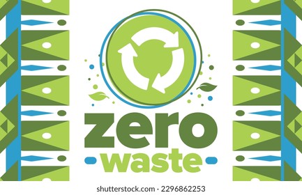 Zero Waste. Ecology poster. Refuse and Reduce. To Reuse and Recycle. Green January for environment. Eco friendly lifestyle. Save the planet. No plastic, only eco bag. Vector illustration