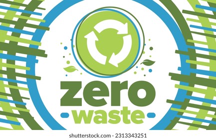 Zero Waste. Ecology poster. Refuse and Reduce. To Reuse and Recycle. Green January for environment. Eco friendly lifestyle. Save the planet. No plastic, only eco bag. Vector illustration