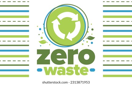 Basura cero. Afiche de ecología. Rechazar y reducir. Para reutilizar y reciclar. Enero verde para el medio ambiente. Estilo de vida ecológico. Salvemos el planeta. No hay plástico, solo bolsa ecológica. Ilustración del vector
