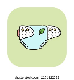 Zero waste ecology reusable diaper icon. Recycle natural eco friendly cartoon baby nappy. Vector illustration.