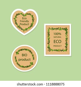Zero waste. Eco-Product stickers isolated on light background