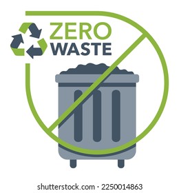 Zero waste emblem - Cradle-to-Cradle reusable technology symbol with recycle symbol and green leaves