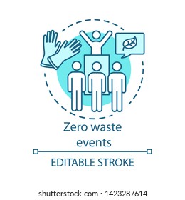 Zero waste events concept icon. Nature saving protest, earth protection, environmental meeting and activists idea thin line illustration. Vector isolated outline drawing. Editable stroke
