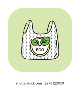 Zero waste fabric bag icon. Reusable and recycle cotton or linen shopping tote bag. Empty vector eco friendly shopper.