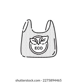 Zero waste fabric eco bag icon. 