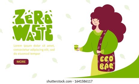 Zero waste flat landing page vector template