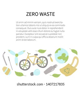 Zero waste flyer. Hand drawn vector illustration.