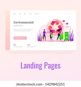 Zero waste, waste free technology, environmental pollution concept. Website homepage interface UI template. Landing web page with infographic concept hero header image.