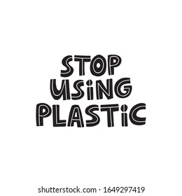 Sin desperdicios, basura reducen lema de campaña. No hay contaminación plástica con letras negras vectoriales dibujadas a mano. Protección del medio ambiente y la ecología. Dejar de usar presupuesto de plástico para el diseño de impresión de pantalones t