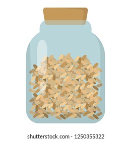 zero waste glass jar filled with rice flat design icon isolated on white background 