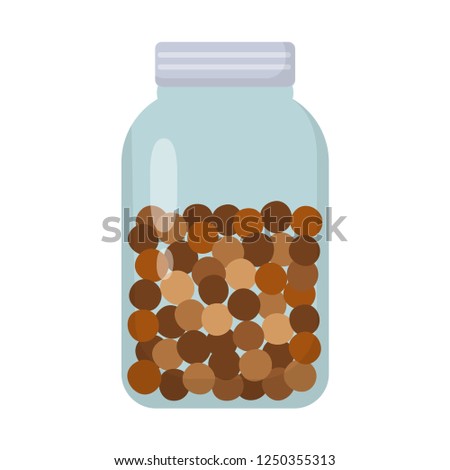 zero waste glass jar filled with chocolate balls rice flat design icon isolated on white 