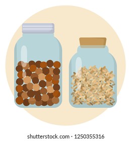 zero waste glass jar flat design icon isolated on white background 