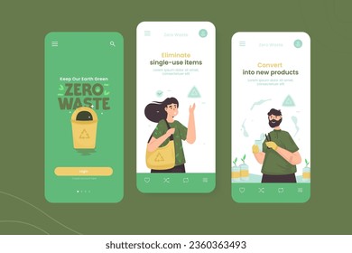 Zero waste go green campaign illustration onboard mobile template