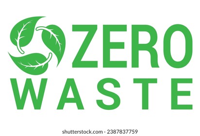 Zero waste go green circular leaves organic bio reusing symbol banner vector flat illustration. Environmental friendly ecology planet pollution protection resource recycling garbage reduce lifestyle