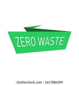 Zero waste green origami paper banner. Waste management concept isolated illustration on white background. Vector stock illustration.