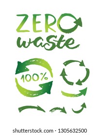 Zero Waste - hand drawn doodle ecology green life set