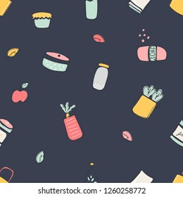 Zero Waste hand drawn illustration with eco icons. Poster design