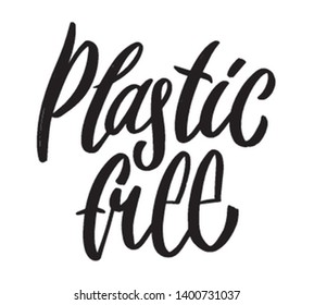 Zero waste hand written lettering word. Plastic free design on white background