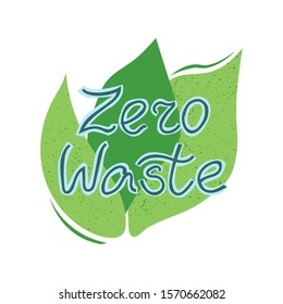 Zero waste handwritten text isolated on white background. Vector lettering illustration for banners, posters, stickers design.