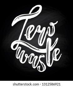Zero waste handwritten text title sign. Waste management concept isolated illustration on white background. 