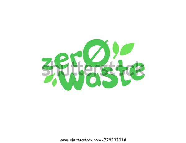 緑のエコの葉が付いた 無料の手書きテキストのタイトル記号 白い背景に廃棄物管理のコンセプトイラスト のベクター画像素材 ロイヤリティフリー