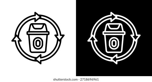 Null-Abfall-Symbol der Linie schwarz-weiß Stil