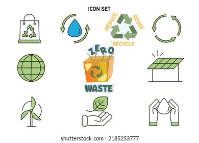 zero waste icon set, Save the world, Recycle icon set