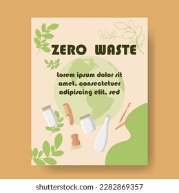 Zero waste infographic vector poster card. Environment care visualization with copy space text