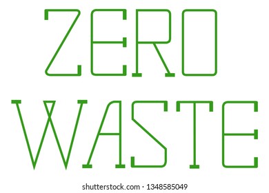 Zero waste inscription green vector.