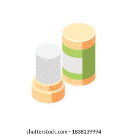 Zero waste isometric composition with icons of special plugs jars on blank background vector illustration