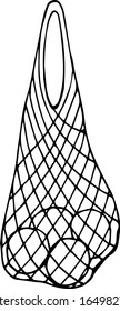 
Zero waste items. String bag. Vector graphics hand drawing.