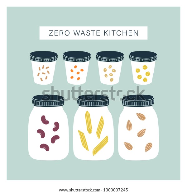 Zero Waste Kitchen Pantry Glass Jars Stock Vector Royalty Free