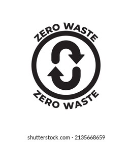 Zero waste label icon in black flat glyph, filled style isolated on white background